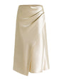 Women Clothing High Waist Satin Heap Pleated Split Dress Solid Skirt Zipper Fishtail Hip Skirt