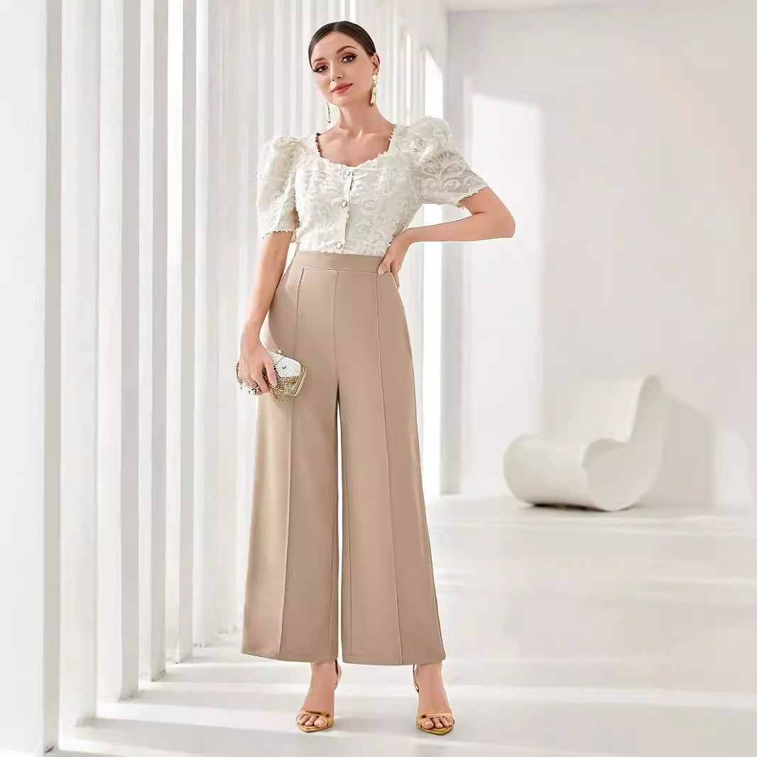 Workwear Women Dress Work Pant Casual High Waist Wide Leg Pants Office Pants