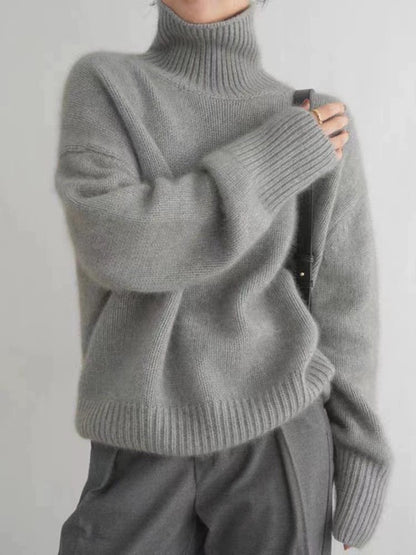 Idle Turtleneck Knitting Sweater Women Autumn Winter Soft Glutinous Solid Color Loose Inner Wear Comfortable Korean Women Dinified Sweater