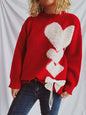 Autumn Winter Women Love Jacquard Loose Fitting Cute Bow Knitted Sweater Pullover