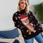 Year Christmas Sweater Half High Collar Long Sleeves Cartoon Cute Snowflake Bear Pattern Pullover Women