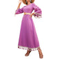 Middle East Elegant Ethnic Long Spring Autumn Women Dress Tassel Long Sleeve Loose French Vacation Dress