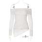 Women Clothing Summer Elegant Boat Neck Strapless Sexy See through Waist Slimming Bottoming Shirt Top
