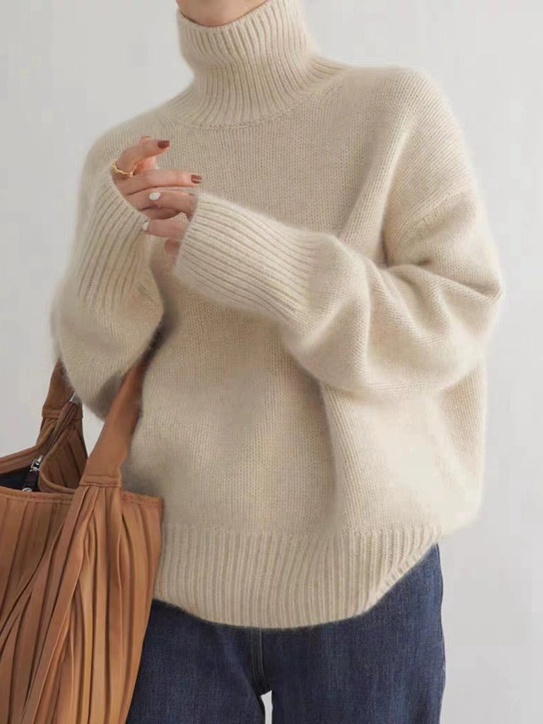 Idle Turtleneck Knitting Sweater Women Autumn Winter Soft Glutinous Solid Color Loose Inner Wear Comfortable Korean Women Dinified Sweater