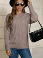 Women Pullover Round Neck Long Sleeves Knitwear Solid Color Twist Thread All Match Top