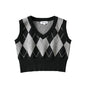 College Youthful Short Outer Wear Bandage Dress Sexy Top Diamond Lattice Knitted Vest Vest Women