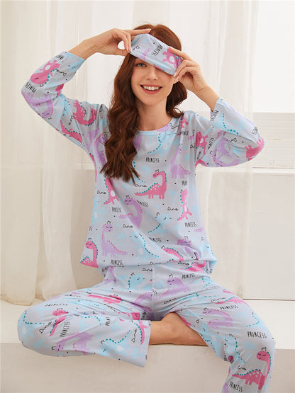 Home Wear Suit Pajamas Women Wear Eye Mask Three-Piece Set