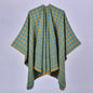 Women Autumn Winter Warm Shawl Classic Houndstooth Cape Knitted Scarf Shawl Split Cloak