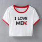 Street Hipster Sexy Women Clothing I Love Printing Short Short Sleeve T shirt