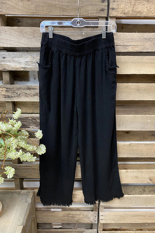 Spring Summer Women's Ankle-Length Pants Cotton Linen Wide Leg Pants Casual Pants