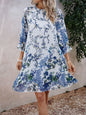 Sources Spring Summer Printed Floral Three Quarter Sleeve Dress Women