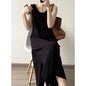 Round Neck Vest Dress Women Summer Loose Sleeveless Mid Length Dress