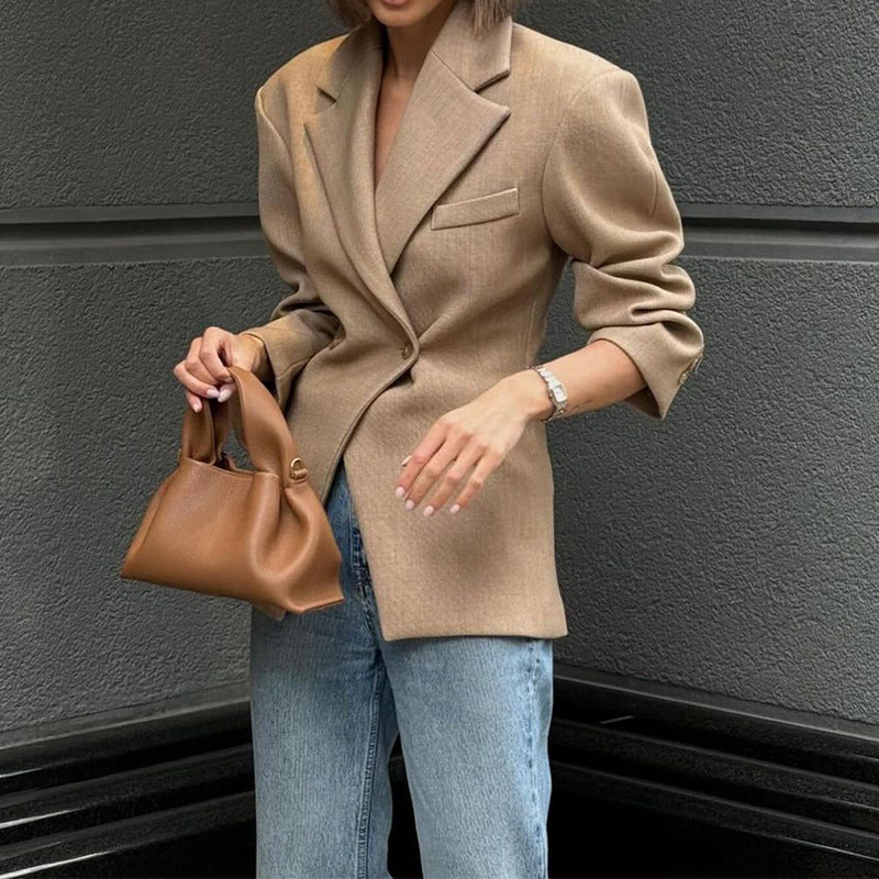 Autumn Winter Women Clothing Solid Color High Grade Thin Business Blazer