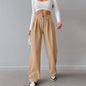 Summer Women Clothing Design Pleated High Waist Straight Casual Pants Women French Office Draped Work Pant