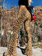 Leopard Print Pants Trendy Skinny Sheath Printed Bell Bottom Pants Women Casual Pants