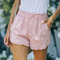 New Frayed Lace Denim Elastic Waist Shorts Fashion