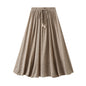 Retro Cotton Linen Double Layer Dress for Women Mid Length SuitableThick Dress
