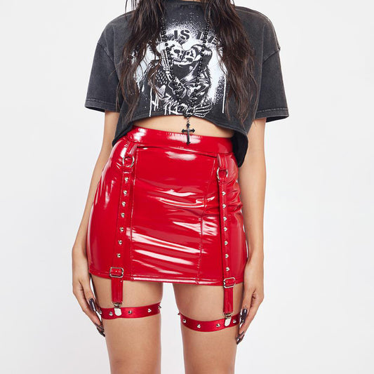 Sexy Sexy Nightclub Leather Skirt Y2g Millennium Faux Leather Street Hip Skirt Women