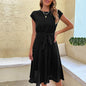 Products Summer Vacation Women Lace up Solid Color Pleated Dress