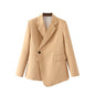 Early Autumn Irregular Asymmetric Design Single Button Blazer Elegant Women Loose Casual