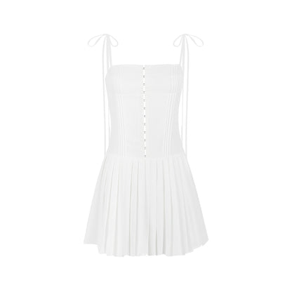 Women Clothing Sexy Backless White Summer French Strap Dress