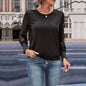 Autumn Women Clothing Lace Stitching Black Sweater for Women