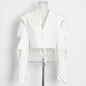 Niche Design Blazer for Women Spring Irregular Asymmetric Split Hollow Out Cutout Long Sleeve Short Blazer Trendy