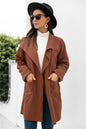 Women Autumn Winter Clothing Cashmere Solid Color Long Sleeve Jacket