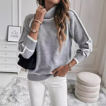 Autumn Winter Sweater Women Long Sleeved Pullover Turtleneck Top Solid Color Loose Casual All Matching Sweater