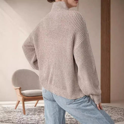 Autumn Winter Women Solid Color Simple Half Turtleneck Bottoming Shirt Knitted Sweater Pullover