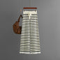 Autumn Winter Striped Wide Leg Pants High Waist Drooping Loose Knitted Mop Straight Wool Casual Pants