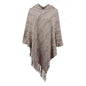 Hooded Striped Tassel Cape Shawl Women Autumn Winter Women Outer Scarf