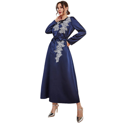 Long Sleeved Dress Office Embroidered Long Dress Autumn Winter