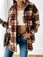 Autumn Winter Loose Casual Retro Plaid Long Sleeve Shacket Coat for Women