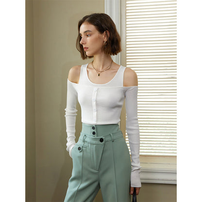 Design Sling Off Shoulder Knitted Top Women Early Spring Arrivals Off Shoulder Top