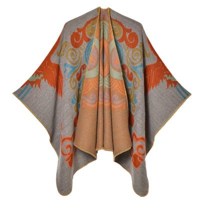 Women Jacquard Thickened Warm Scarf Shawl Yunnan Nepal Travel Photography National Shawl Outer Match