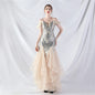 Craft Order Ostrich Feather Hard Mesh Positioning Floral Sequin Stitching Mesh Dance Performance Dress