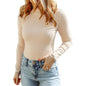 Casual Pullover High Collar Women Autumn Thin Solid Color Thread Slim Fit Slimming Women Warm Base Top Women