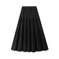 Fall Korean Elastic Waistband Pleated Skirt High Waist Slimming All Matching Mid Length A Line Skirt