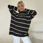 Women Clothing Arrival Striped Basic Top Casual Loose Sweater