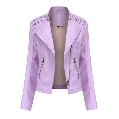 Size Spring Autumn Women Leather Jacket Women Short Jacket Slim Thin Leather Coat Ladies Motorcycle Clothing