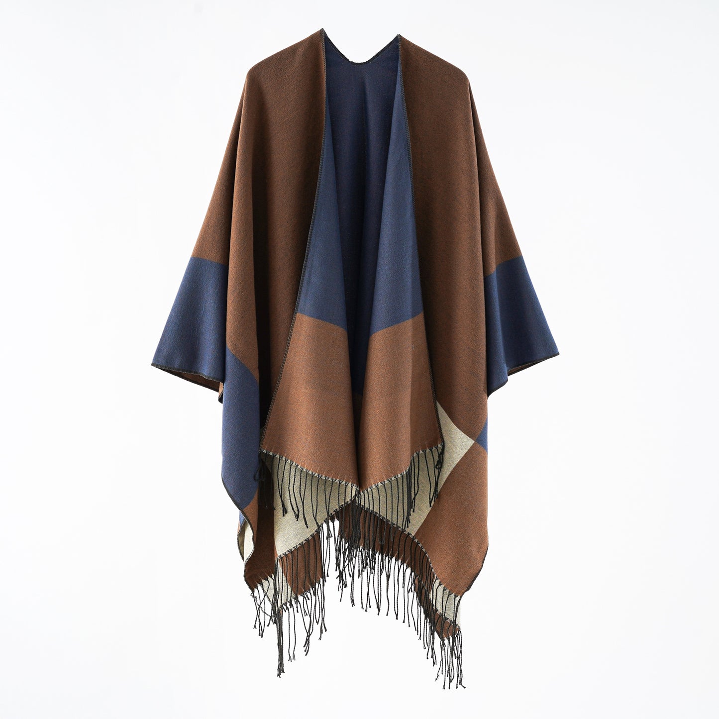 Women Scarf Shawl Retro Jacquard Split Thickened Warm Shawl Cloak