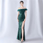 Fabric Sequin Combined With Embroidery Thread Heavy Craft Folding Organza Boutique Evening Dress