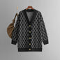 Autumn Winter V Neck Cardigan Sweater Women Clothing Casual Loose Diamond Plaid Sweater Coat