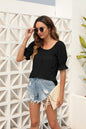 Women Summer Top Loose Casual Short Sleeve Casual U Neck T Shirt