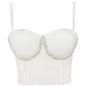 Diamond Embedded Fashionable Women Breathable Slim Fit Bra Outer Wear Sexy Wrapped Chest Backless Sexy French Camisole