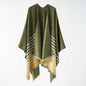 Shawl Four Seasons Double Sided Tassel Slit Knitted Warm Cloak Robe Dual Use Blanket Scarf