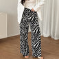 Office Printed Loose Wide Leg Contrast Color Casual Pants Autumn Arrival All Matching Trousers Women