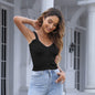 Inner Wear Bottoming Sweet Solid Color Knitted Short Spaghetti Straps Cropped Slim Fit Vest