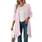 Women Clothing Autumn Solid Color Long Sleeve   Long  Women Cardigan